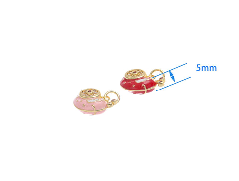 18k Gold Cute Snail Charm, CZ stones, Red or Peach Color, Snail, Slug, Patience charm, Charms for kids, CPG1613