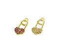 Safety Pin Heart Charm,Gold Safety Heart charm,Dainty Safety Pin Heart Charm, CPG025A,CPG025B