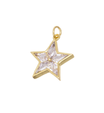 14k Gold Star Charm With CZ For Jewelry Making,Gold CZ Star Charm ,CPG810