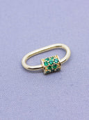 Gold Green Emerald cz screw on clasp, Carabiner lock,