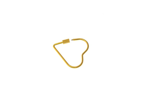 Water Proof, Tarnish Proof Gold Heart Carabiner, Screw on Textured Clasp, for Charm Necklace or Bag Charms, Large Size 241130RJAX-1