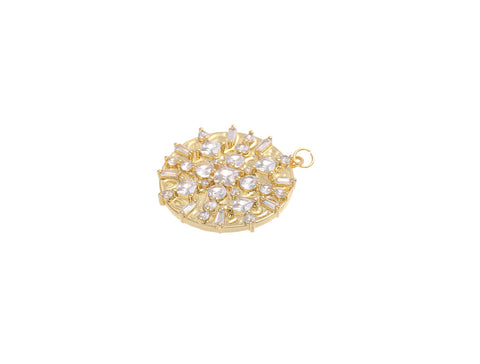 18k Gold Plated CZ Shiny medallion, Geometric CZ Medallion, Celestial, Super Sparkly Pendant, Maximalist Jewelry, Statement Piece, CPG1595