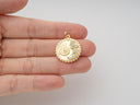 Gold or Silver Coin Charms 18K Gold Plated Conch Shell, Spiral Shell Medallion, Beach Charm for Bracelet or Necklace, CPG1116, CPS1116