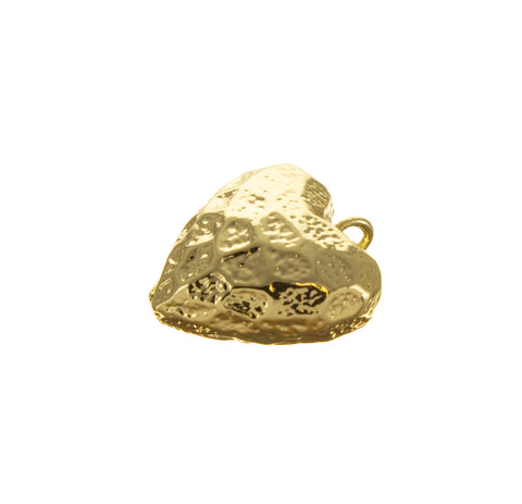 Gold Heart Charm , Hammered Finish Heart charm ,Minimalist Gold Heart charm,Dainty Heart Charm, CPG022