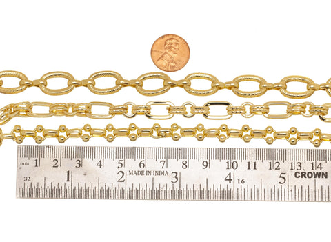 Oval And Round Ribbed And Smooth Gold Chains,wholesale Gold Chains For Jewelry Making,Rolo Link Gold Chain,CHG052,CHG053,CHG054