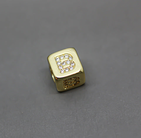 HOT SELLER Gold Alphabet Cubes, Gold Letter Cubes, A-F Letters, 9x9mm, 1pc, 5 pcs, 10 pcs, Wholesale