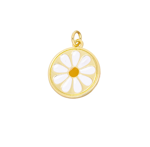 Daisy Flower Charm For Necklace,Enamel Daisy Flower Charm,Daisy Flower Charm For Jewelry Making,Spring Daisy Flower Charm,CPG2537