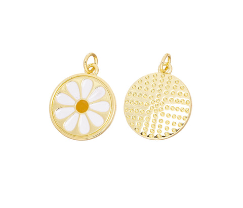 Daisy Flower Charm For Necklace,Enamel Daisy Flower Charm,Daisy Flower Charm For Jewelry Making,Spring Daisy Flower Charm,CPG2537