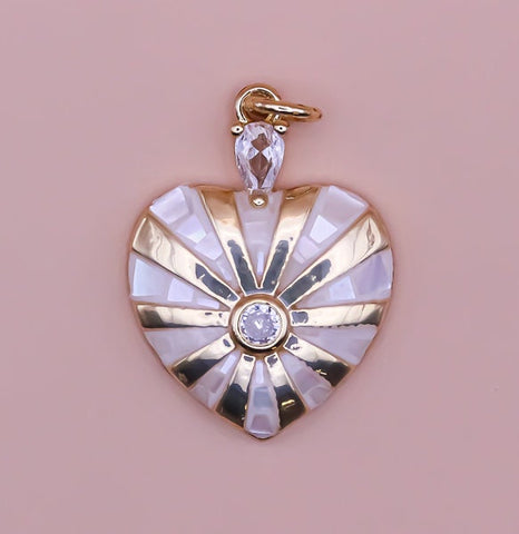 Mother of Pearl Mosaic Heart Pendant, 4 Colors, Love Pendant, Valentines day, White, Blue, Black, Pink, 1 pc or 10 pcs, WHOLESALE,CPG342