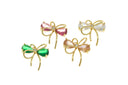 Gold Ribbon Tie CZ Charm,Minimalist Ribbon Bow Tie Charm,Timeless Ribbon Bow Tie Charm For Jewelry Making,CPG2061
