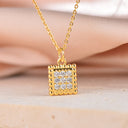 Gold Square Shape Elegant Dainty Charm,Pave Set With Sparkly Stones,CPG319