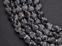 Natural Larvikite Star Cut Disc Beads, 10mm disc, Natural Black Labradorite beads, Larvikite Stone, Full Strand, DS005