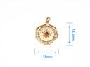 Gold Starburst Celestial Charm, Pink CZ or Clear CZ center stone, Galaxy Starburst Charm, Celestial cz jewelry, CPG2092