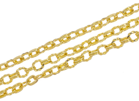 Gold Oval Link Chain,Oval Rope Link Chain For Jewelry Making,Oval Chain For Necklace And Bracelet,Alternating Oval Chain,CHG097