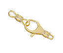 Gold Two Piece Pave CZ Clasp,Large CZ Clasp For Jewelry Making,Large Lobster Clasp,Connector Clasp With CZ,Necklace Gold Clasp,CLG246