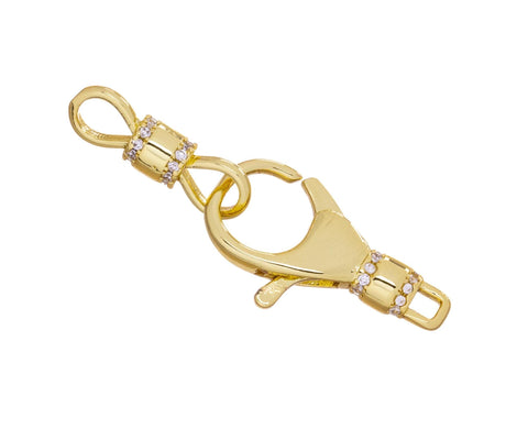 Gold Two Piece Pave CZ Clasp,Large CZ Clasp For Jewelry Making,Large Lobster Clasp,Connector Clasp With CZ,Necklace Gold Clasp,CLG246