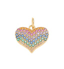Gold Heart CZ Charm,Rainbow Pave CZ Heart Charm For Necklace, Bracelet, And Earrings,CPG1551