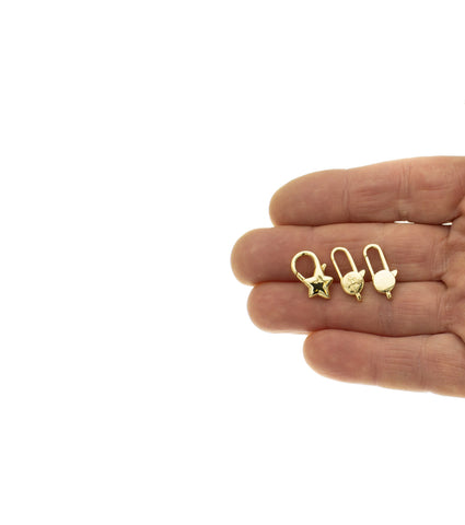 Gold Lobster Enhancer Clasp,Lobster Claw Clasp,Gold Floral Clasp,Dainty Star Clasp,Round Disc Clasp.