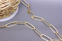 Gold Textured PaperClip Chain, chain, Gold Elongated Oval Link Chain, 20x7mm, Oval Chain, Textured Link, CHG039