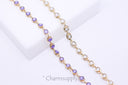 Gold White or Purple Opalescent Link Chain, 5x7mm, 4.0 AB, Opal Chain, Sell by Footage, WHOLESALE