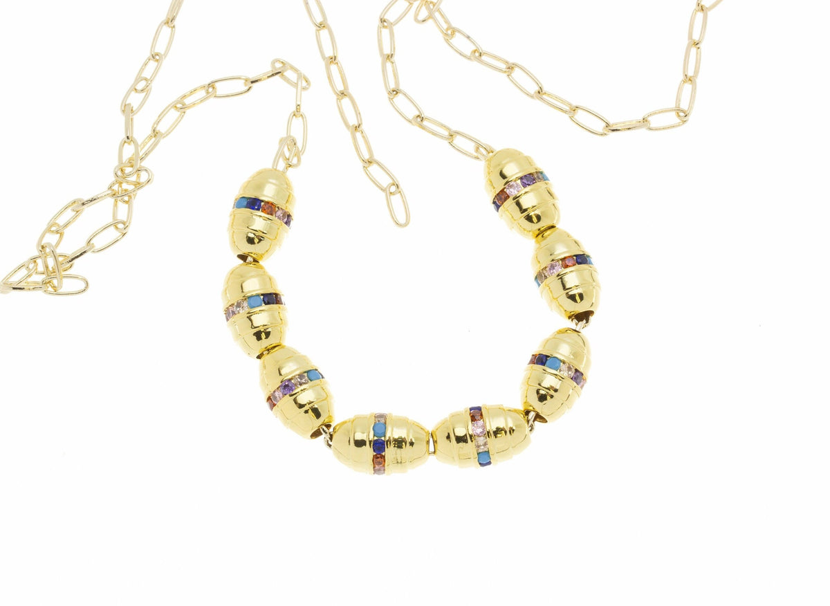 Tube Barrell Spacer Bead,CZ Gold Spacer Bead ,Large Hole Spacer Bead For Elastic Cord,Chain Or Leather Cord,SPG011