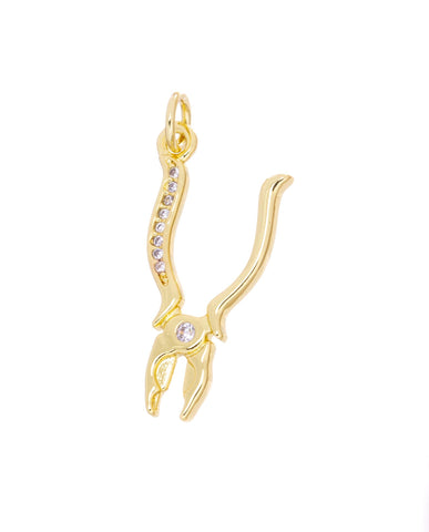 Gold Pliers Tool With CZ,Tool Charm For Handy Person,Pliers Charm For Jewelry Making,Household Repairs Dainty Pliers Charm,CPG2443