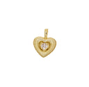 Gold Puff Heart Charm,Puff Heart Charm With CZ,Heart Charm For Jewelry Making,Fluted Heart Charm,Ribbed Puff Heart Pendant,CPG2460