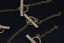 Gold Silver or Gunmetal CZ Toggle Clasp, 12mm width, 26mm long, Toggle Clasp,CLG047,CLS047