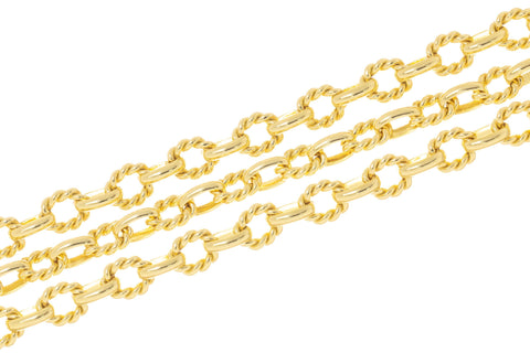Twisted Rope And Smooth Alternating Oval Link Chain,Braided Twisted Gold Chain For Jewelry Making,Alternating Gold Oval Link Chain,CHG171