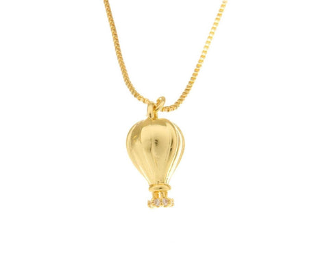 18k Gold Hot Air Balloon, CZ Detail, Hot Air Balloon Charm, Mini Hot Air Balloon Pendant, Love is in the Air Charm, CPG2524