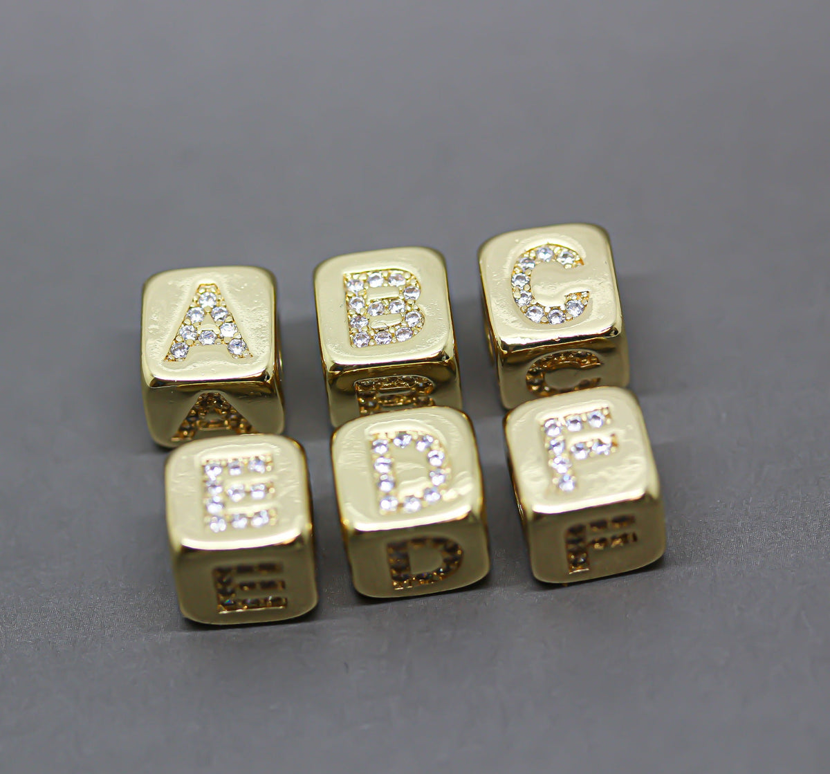 HOT SELLER Gold Alphabet Cubes, Gold Letter Cubes, A-F Letters, 9x9mm, 1pc, 5 pcs, 10 pcs, Wholesale
