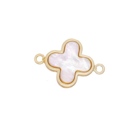 Mother Of Pearl Shell Connector Charm,MOP Four Leaf  Clover Charm,4 Leaf Flower Clover Charm For Bracelet,CNG155