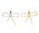 18k Dainty Gold Ribbon Bow Tie Charm, CZ Ribbon Charm, Timeless CZ Ribbon Bow Tie Charm For Jewelry, CPG2266,CPS2266