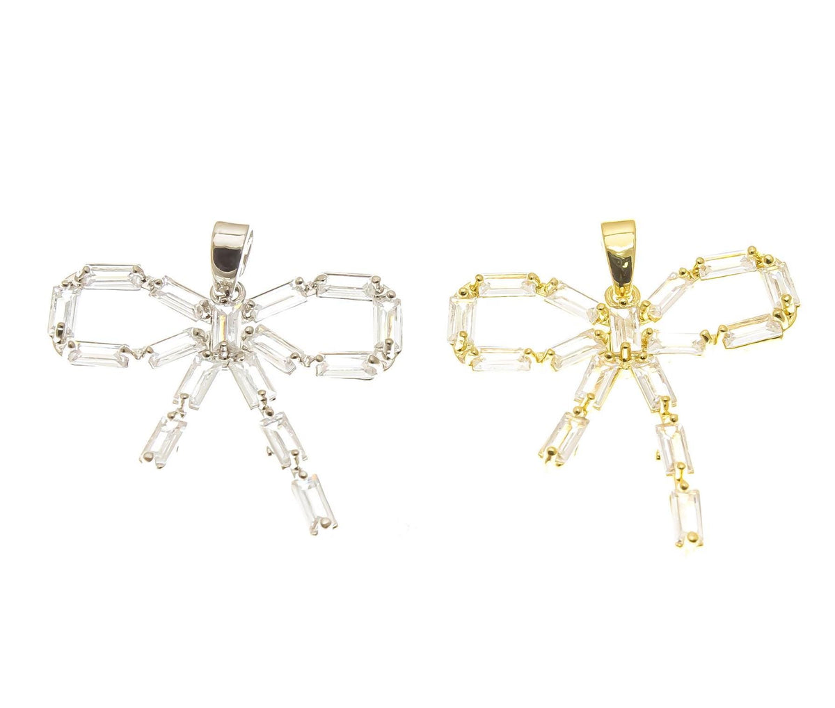 18k Dainty Gold Ribbon Bow Tie Charm, CZ Ribbon Charm, Timeless CZ Ribbon Bow Tie Charm For Jewelry, CPG2266,CPS2266
