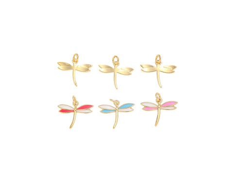 Gold Enamel Dragonfly Charm,Red Blue Pink Dragonfly Charms,Dainty Dragonfly Charm For Jewelry Making,Enamel Dragonfly Charm,CPG1561