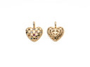 Beautiful Gold Rainbow cz Cross Checkered Pattern Heart Pendant, 14.5mm, cross checkered heart style pendant, heart rainbow pendant, CPG2095