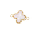 Mother Of Pearl Shell Connector Charm,MOP Four Leaf  Clover Charm,4 Leaf Flower Clover Charm For Bracelet,CNG155