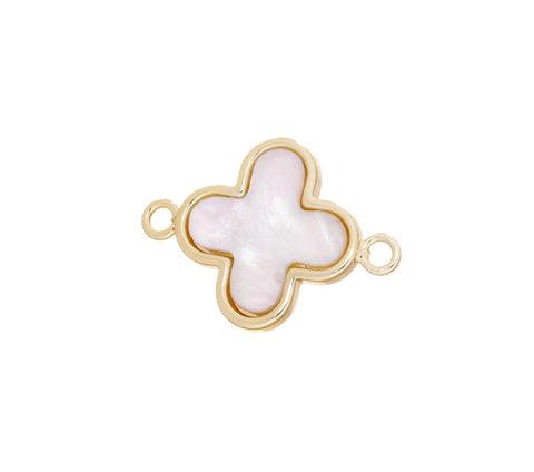 Mother Of Pearl Shell Connector Charm,MOP Four Leaf  Clover Charm,4 Leaf Flower Clover Charm For Bracelet,CNG155