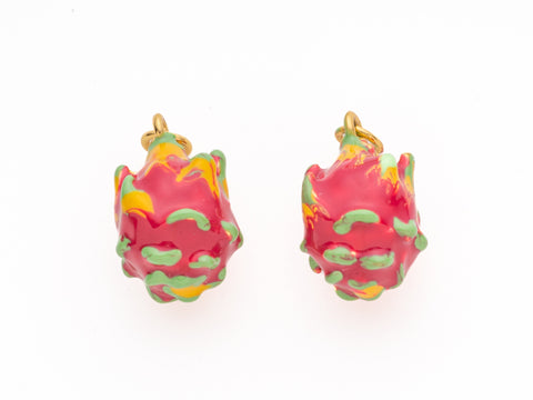 3D Dragonfruit Charm, Enamel Dragonfruit, Super Cute Fruit Charm, Summer Fruit Charm for Jewelry, 12.5x10mm, CPG488