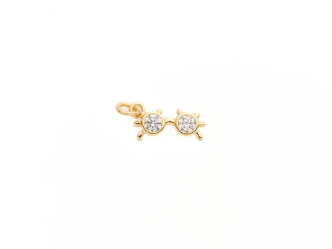Gold Mini Sunglasses Cz Charm, Dainty Summer Charm, Sunshade mini charm, gold summer theme trinket, Sunglasses charm, CNG016