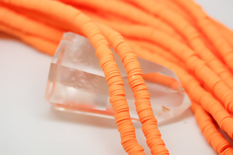 6mm Bright Orange Polymer Clay Wheel beads, FULL STRAND, WHOLESALE