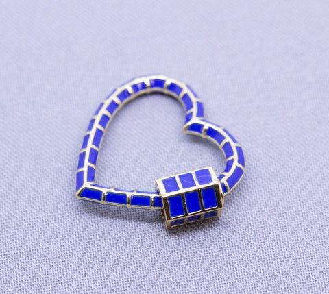 Navy Blue Heart Shape Enamel Carabiner Lock, 1pcs or 10 pcs, WHOLESALE