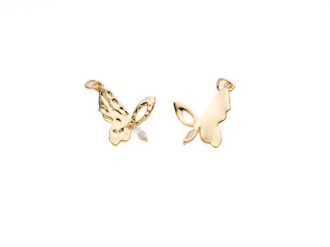 Gold Butterfly Charm, CZ Gold Butterfly Charm, Dainty Charm Jewlery, CPG2036