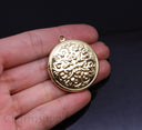 Large Gold Filigree Pattern Round Love Locket Pendant,gold locket pendant, Gold Round Locket, 1 pc,5pcs or 10 pcs, WHOLESALE,CPG701