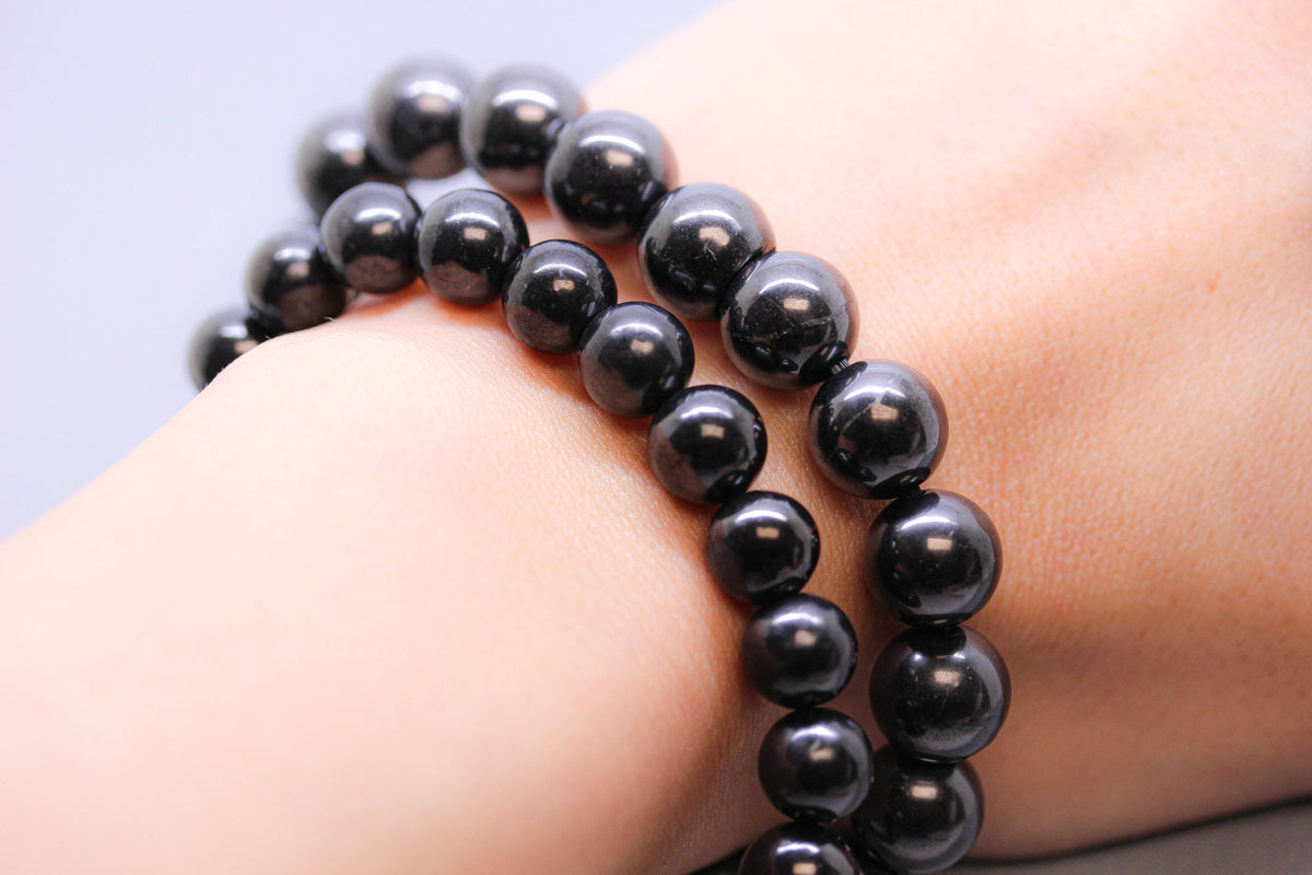 Natural Shungite4mm,6mm,8mm,10mm Stretchy Bracelet, Wearable EMF Prrotection, Root Chakra, Meditation, Protection, Detox,  WHOLESALE