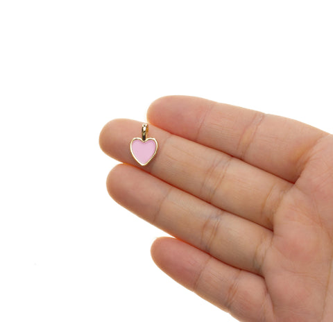 Dainty Gold Heart Charm,Shiny Small Enamel Heart Charm For Jewelry Making,Valentine's Day Heart Charm For A Friend,Gift For Mom,CPG818