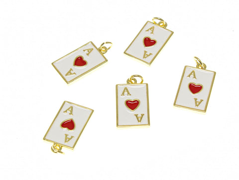 18k Gold Or Silver Ace of Hearts, Playing Cards Charm, Souvenir Gift Charm, casino lover Charm, lucky charm, Ace of Hearts, CPG2345, CPS2345