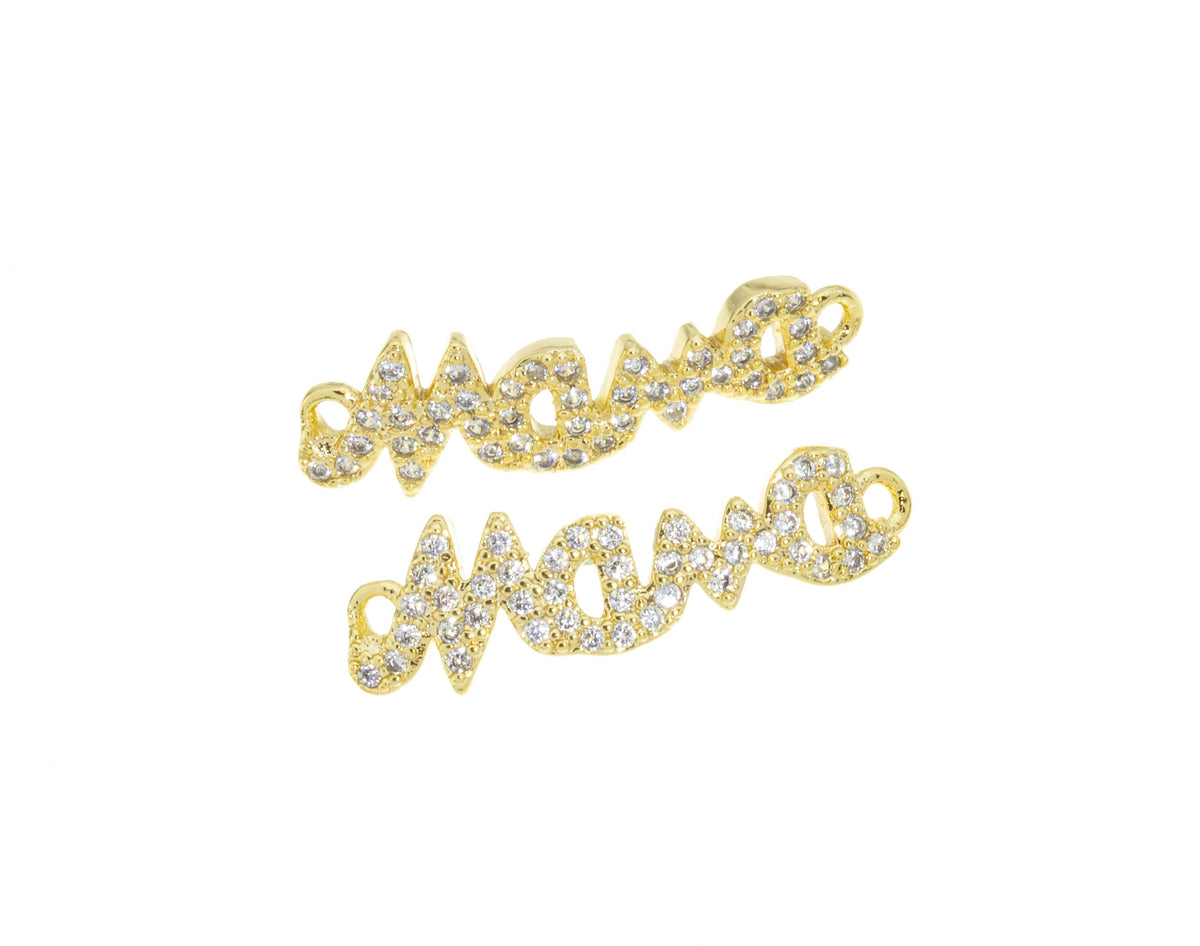 Mama Monogram Bracelet Charm,Mama Word Monogram Connector Charm,Mother’s Day Gift,Mama Pave CZ Monogram,1 pc,5pcs or 10pcs,Wholesale,CNG034