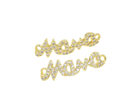 Mama Monogram Bracelet Charm,Mama Word Monogram Connector Charm,Mother’s Day Gift,Mama Pave CZ Monogram,1 pc,5pcs or 10pcs,Wholesale,CNG034