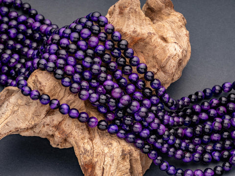 Purple Tiger eye Round Beads, 6mm, 8mm, 10mm, full strand, Protection, Courage and Strength 6R014, 8R19, 10R12